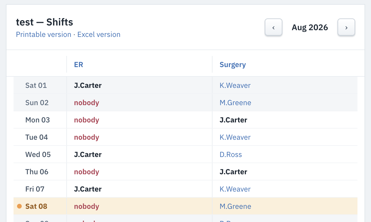 Screenshot: the dashboard