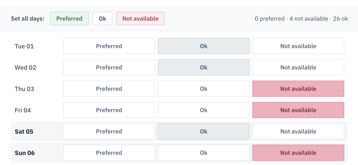 Screenshot: the preferences screen